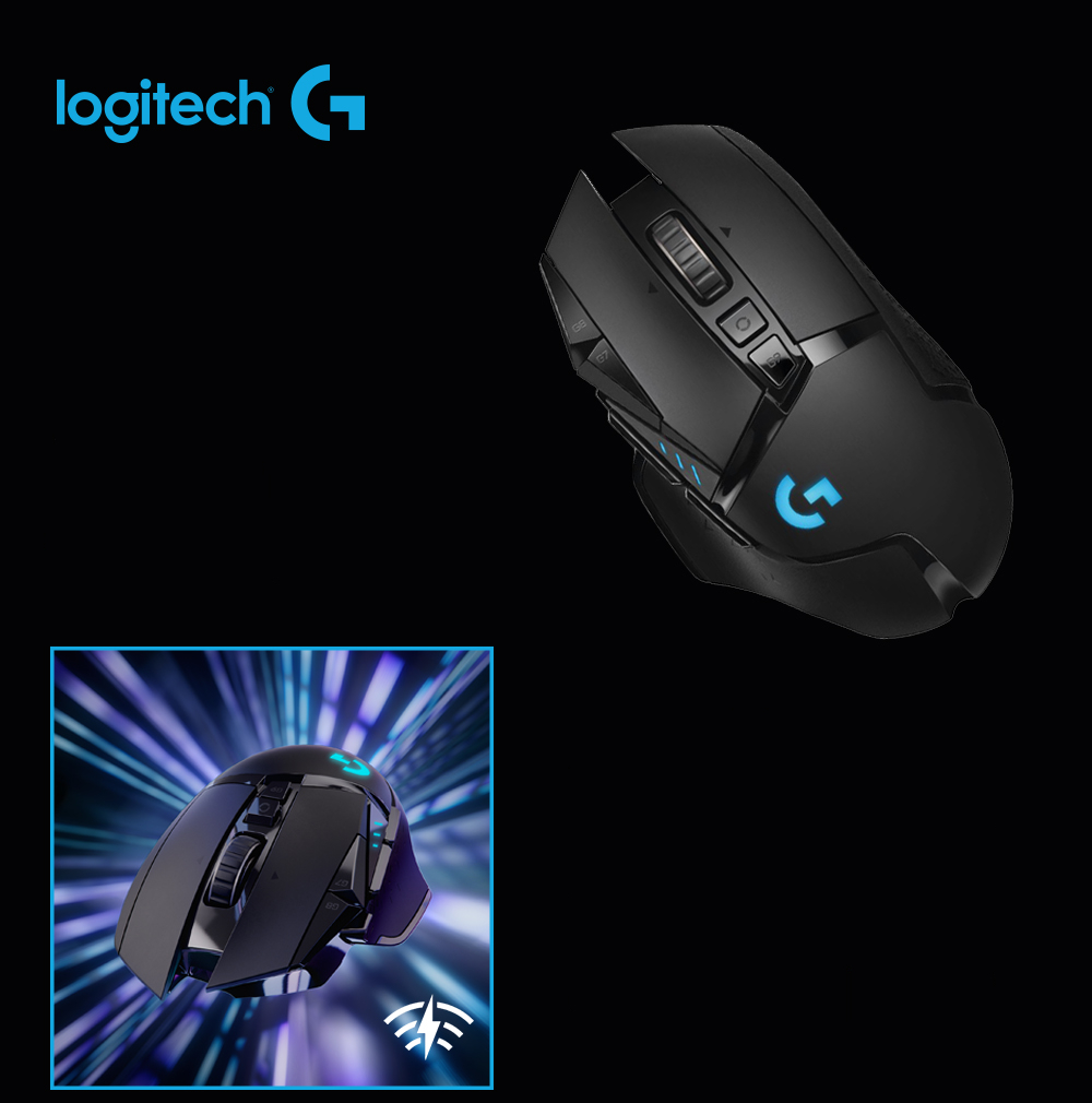 Mouse Sem Fio Gamer Logitech G502 Lightspeed Hero 16K 11 Botões  16000 DPI RGB Lightsync, Preto - 910-005566